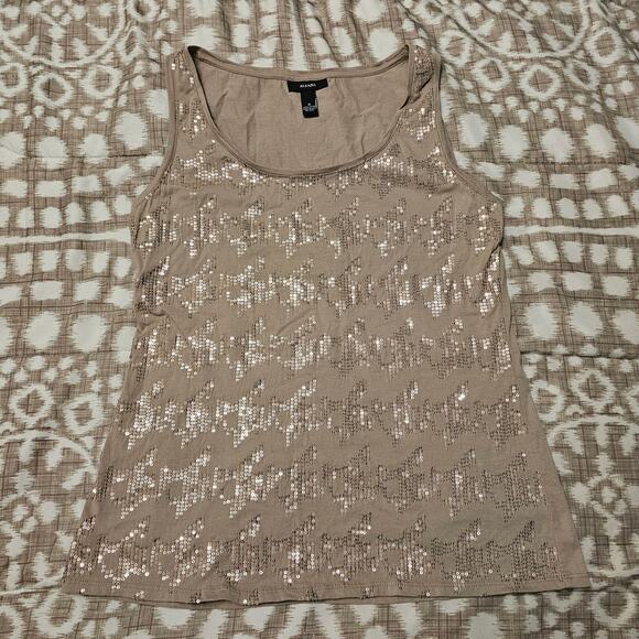 Alfani Size M Gold Sequin Tank Top - Picture 3 of 8